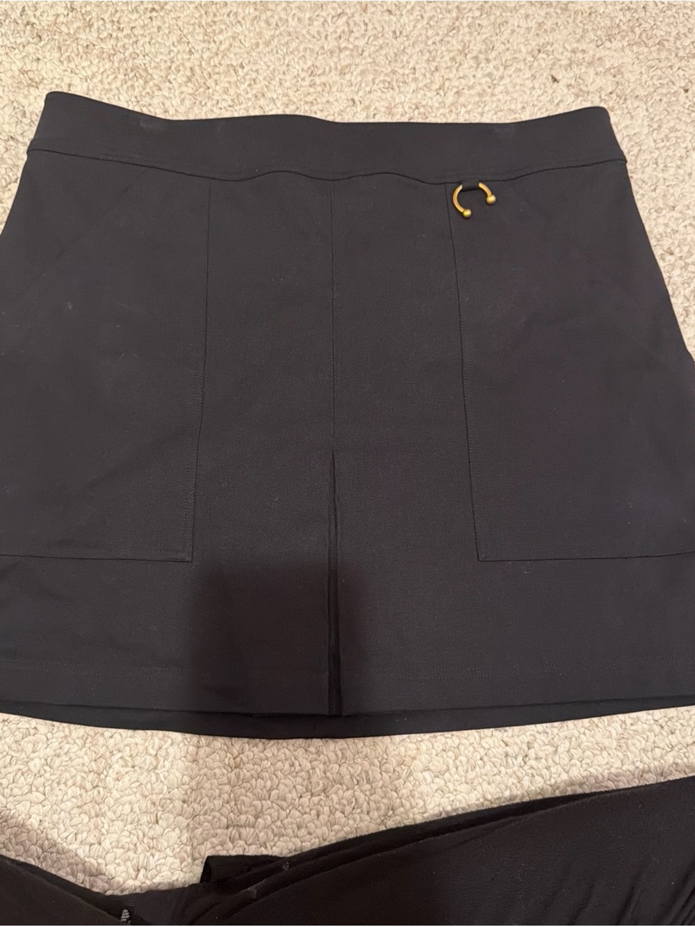 A.L.C Stretch Skirt Black 12 Pockets Mini Women's Black Stretch Gold Accent